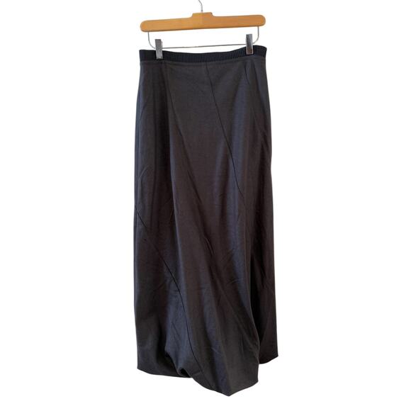 Sarah Pacini Italian Merino Wool Bubble Hem Midi Skirt Charcoal Gray - Picture 1 of 8
